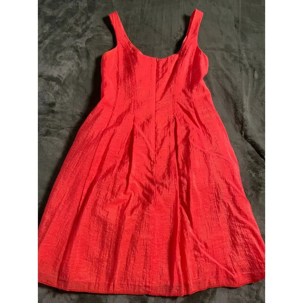 New Direction Petite SZ 6 sleeveless Red /Orange Dress Work Office Sundress